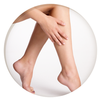 The lower legs with dry skin patches